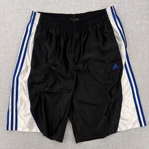 Adidas Shiny Dazzle Basketball Shorts Men XL Black Blue 3 Stripe Sporty Silky